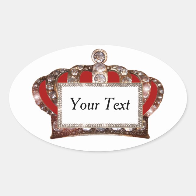 Personalisierter Oval-Aufkleber "King's Crown" Ovaler Aufkleber (Vorderseite)