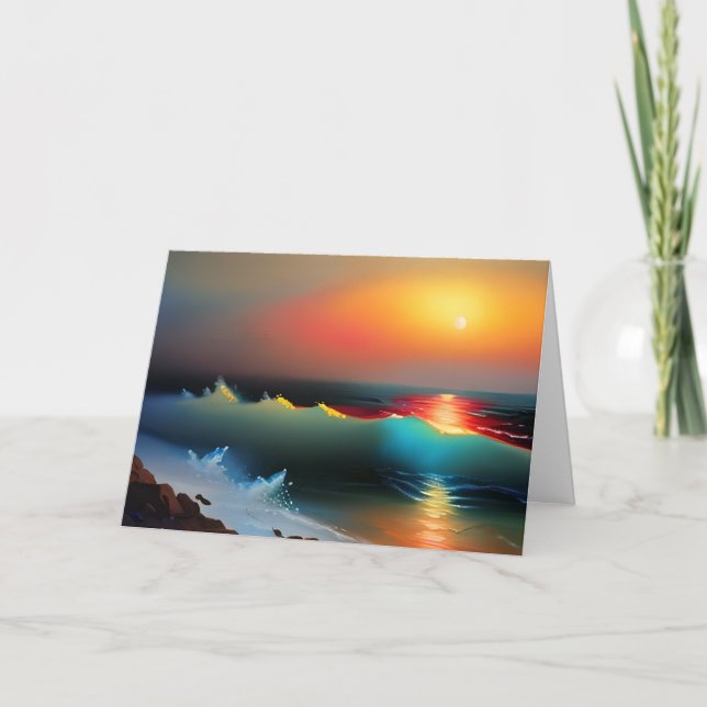 Personalisierter Ozean und Sonnenuntergang Karte (Vorderseite)