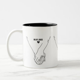 Personalisierter Paarbecher mit Namen & Datum Zweifarbige Tasse