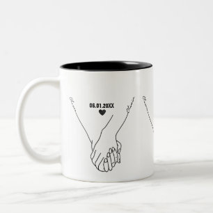 Personalisierter Paarbecher mit Namen & Datum Zweifarbige Tasse