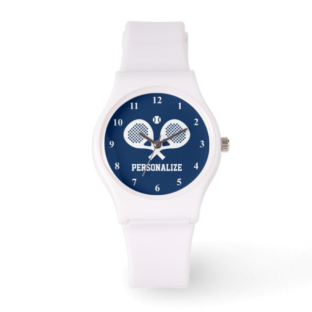 Personalisierter Padel-Tennisschläger Armbanduhr (Vorderseite)