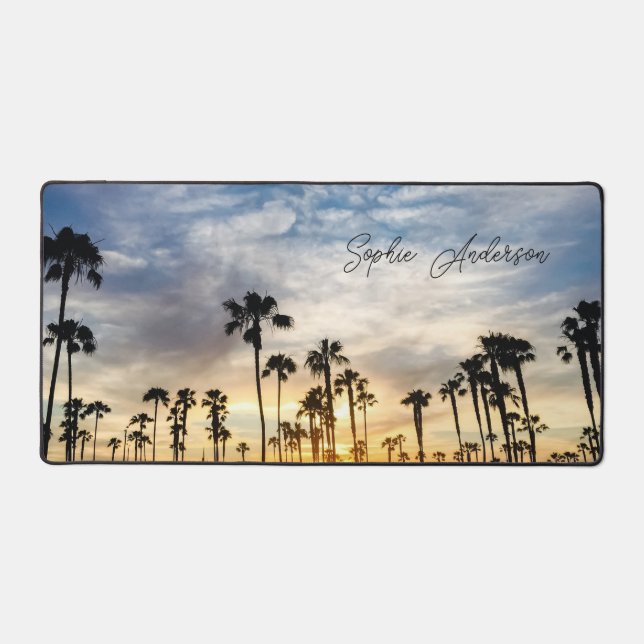 Personalisierter Palm Tree Sunset Schreibtischunterlage (Vorderseite)