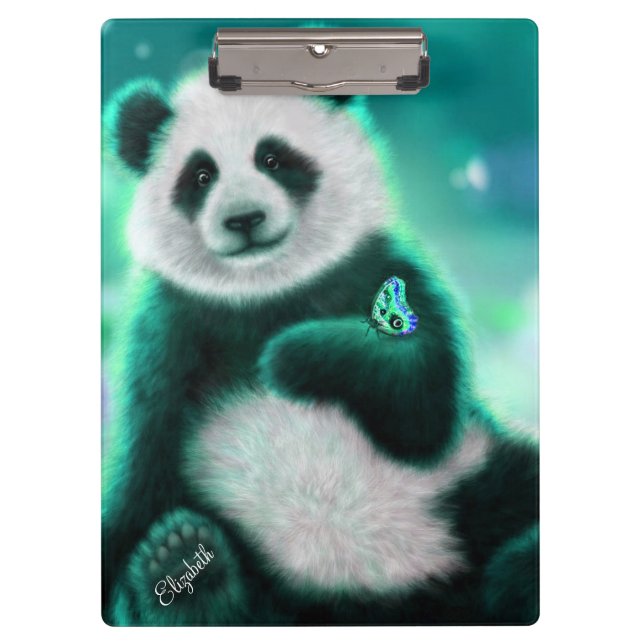 Personalisierter Panda-Bär/Zwischenablage Klemmbrett (Vorderseite)