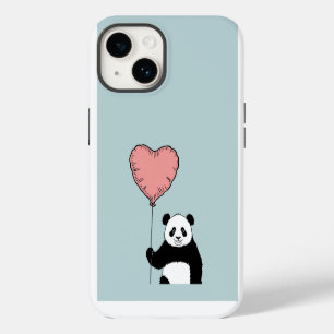 Personalisierter Panda hält Herzballon – Süß  iPhone 14 Hülle