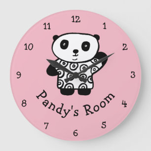Personalisierter Pandy der Panda Große Wanduhr