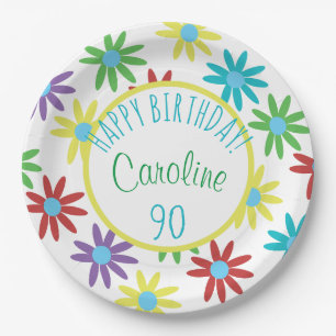 Personalisierter Papier-Teller zum 90. Geburtstag Pappteller