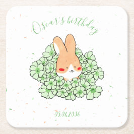 Personalisierter Papiersetzer Hase Rechteckiger Pappuntersetzer