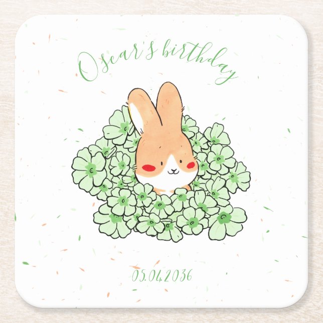 Personalisierter Papiersetzer Hase Rechteckiger Pappuntersetzer (Vorderseite)