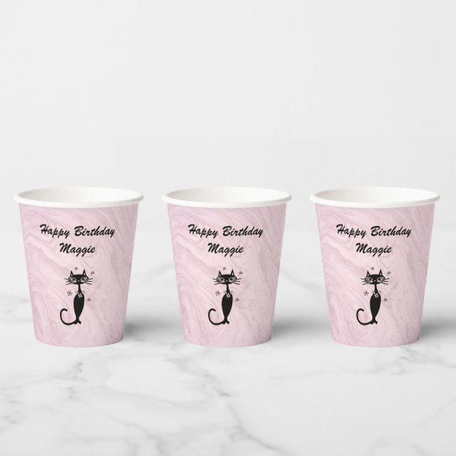 Personalisierter Papiertopf für die  Katze, rosa R Pappbecher (Multi)