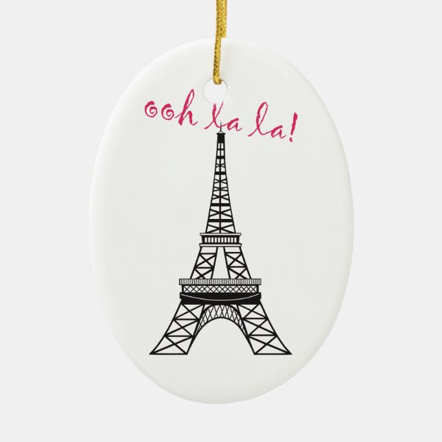 Personalisierter Pariser Eiffelturm Weihnachtsschm Keramikornament (Vorne)