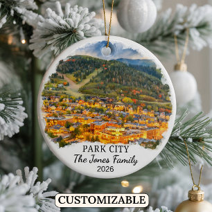 Personalisierter Park City Weihnachtsschmuck, Maßa Keramik Ornament
