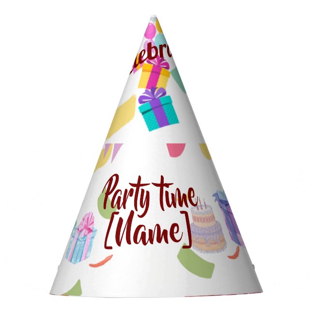 Personalisierter Party Time Celebration Hat Partyhütchen (Vorderseite)