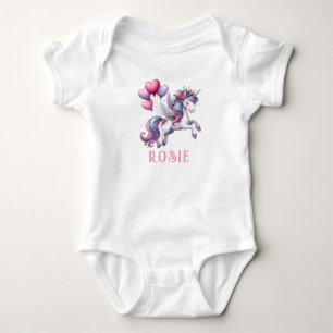 Personalisierter Pastel Rainbow Unicorn Baby Bodys Strampler