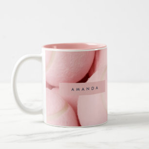 Personalisierter Pastell-Chic-Rosafarbener Tennisb Zweifarbige Tasse