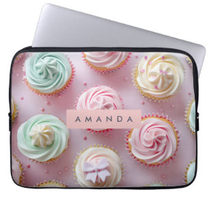 Personalisierter Pastell-Cupcake-Swirbel Laptopschutzhülle