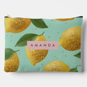 Personalisierter Pastell Glitter Lemon Stil Zubehörtasche