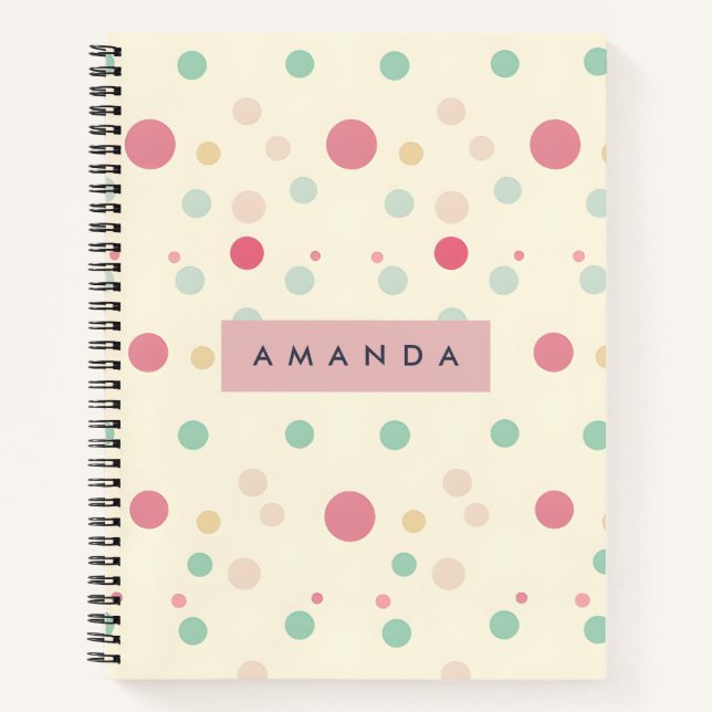 Personalisierter Pastell-Polka-Dot-Stil Notizbuch (Vorderseite)