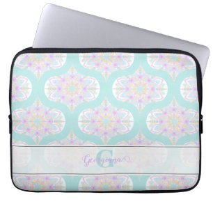 Personalisierter Pastell-Regenbogen-Blumen-Mandala Laptopschutzhülle