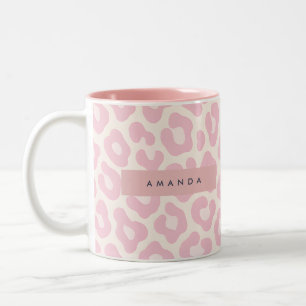 Personalisierter Pastell-Rosa Leopardenprint Zweifarbige Tasse
