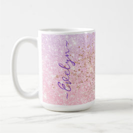 Personalisierter pastellrosa Glitzer Kaffeetasse