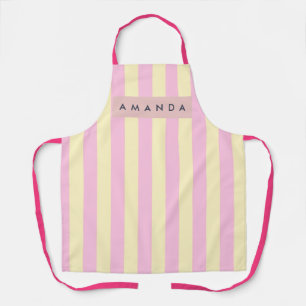Personalisierter Pastellrosa und Gelb Streifen Schürze