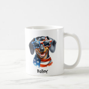 Personalisierter patriotischer 4. Juli Dachshund-B Kaffeetasse