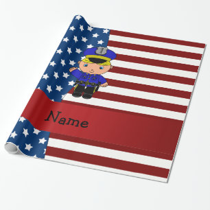 Personalisierter patriotischer Namenspolizist Geschenkpapier