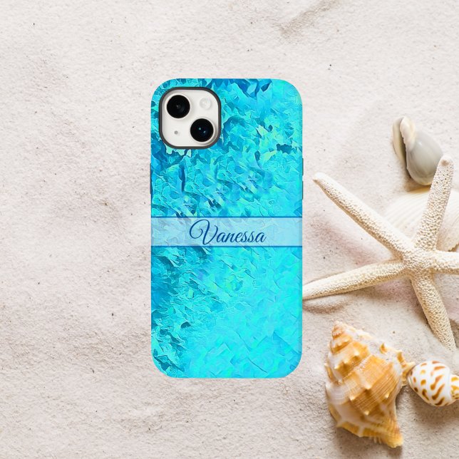 Personalisierter Pazifischer Blauer Name Case-Mate iPhone 14 Plus Hülle (Von Creator hochgeladen)