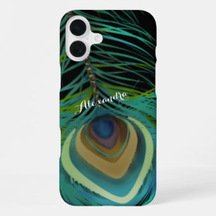 Personalisierter Peacock Feathers iPhone-Fall iPhone 16 Plus Hülle