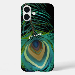 Personalisierter Peacock Feathers iPhone-Fall iPhone 16 Plus Hülle