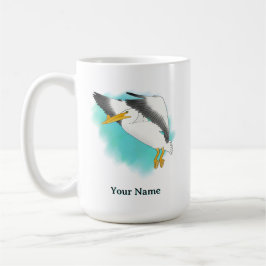 Personalisierter Pelikan mit blauem Hintergrund Kaffeetasse