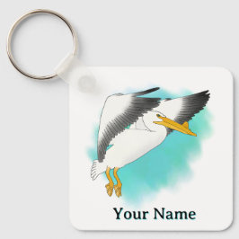 Personalisierter Pelikanblauer Hintergrund Schlüsselanhänger
