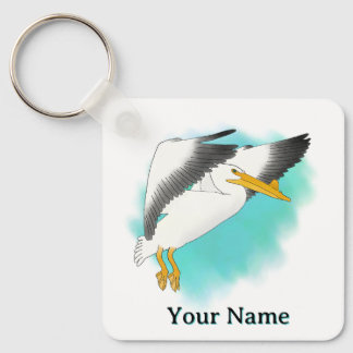 Personalisierter Pelikanblauer Hintergrund Schlüsselanhänger
