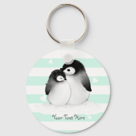 Personalisierter Penguin Heart Button Schlüsselanh Schlüsselanhänger
