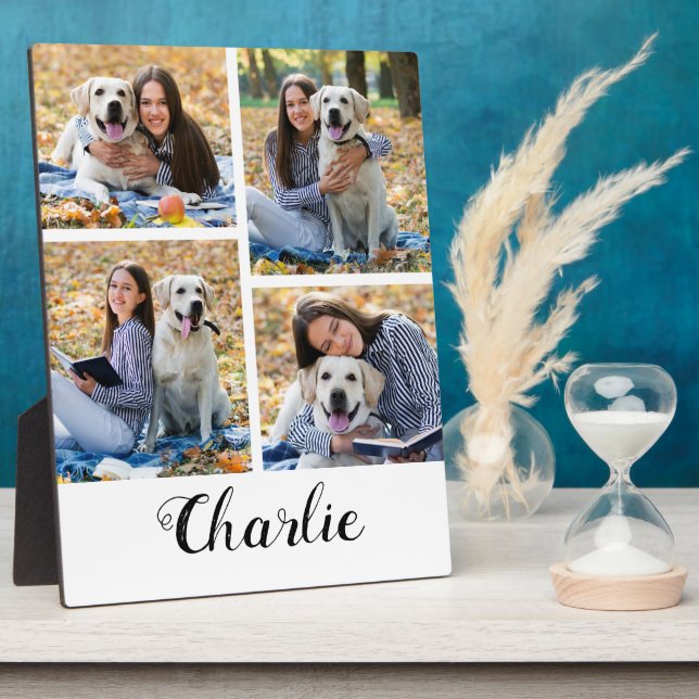 Personalisierter Pet Lover Foto Collage Dog Plaque Fotoplatte (Seite)