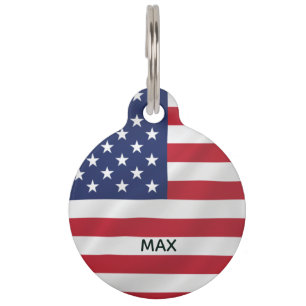 Personalisierter Pet Name American Flag Patriotic Haustiermarke