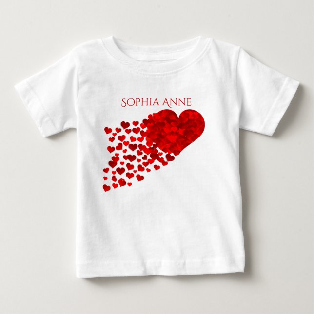 Personalisierter Pfad des Confetti Herzens Baby T-shirt (Vorderseite)