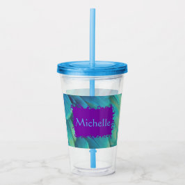 Personalisierter Pfauenfedercup mit Lid & Strahl Acryltrinkbecher