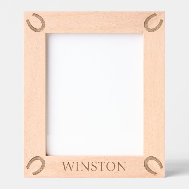 Personalisierter Pferdename Pferdehufe Geätzte Rahmen (Vorderseite)