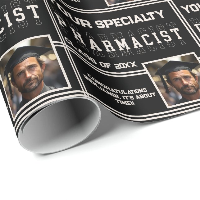 Personalisierter Pharmazie Name Abschluss Jahr Fot Geschenkpapier (Rolleneckpunkt)