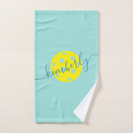 Personalisierter Pickleball-Skriptname Aquamarin Handtuch