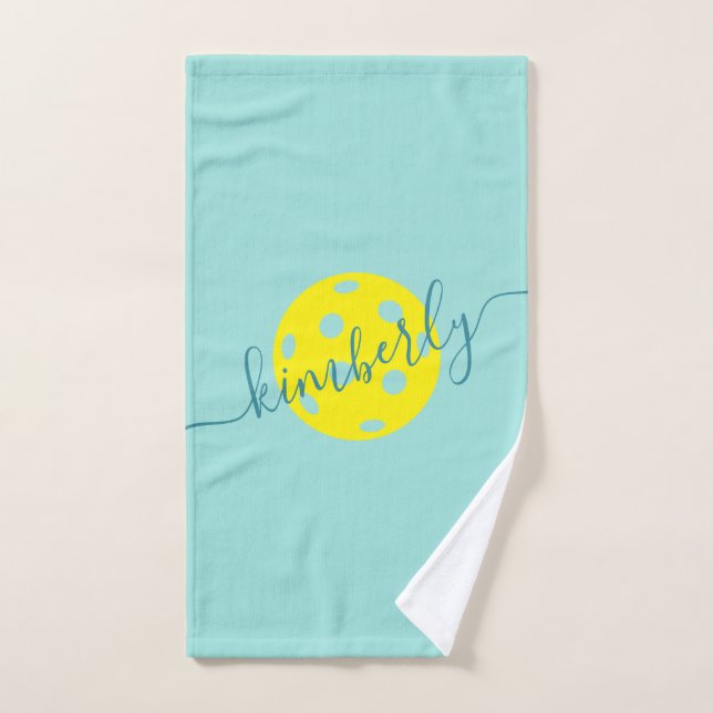 Personalisierter Pickleball-Skriptname Aquamarin Handtuch (Handtuch)