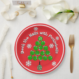 Personalisierter Pickleball-Weihnachtsbaum Xmas-Pa Pappteller