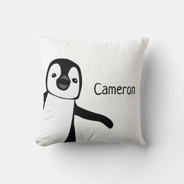 Personalisierter Pinguin Schwarzweiß | Baby Kissen (Vorderseite)