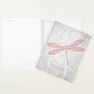 Personalisierter Pink Dragonfly-Planer Planer