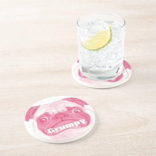 Personalisierter PINK Grumpy Puggy Getränkeuntersetzer