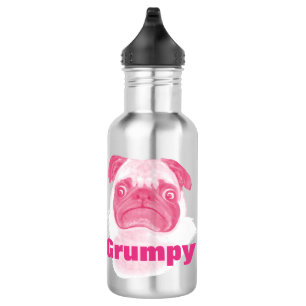 Personalisierter PINK Grumpy Puggy Pug Trinkflasche