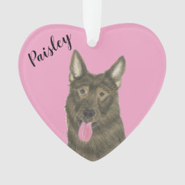 Personalisierter Pink Heart Sable German Shepherd Ornament