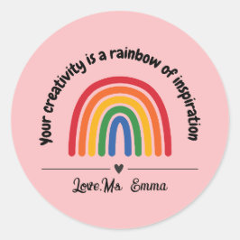 Personalisierter Pink-Regenbogenherzbelohnung Runder Aufkleber