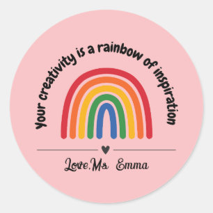 Personalisierter Pink-Regenbogenherzbelohnung Runder Aufkleber